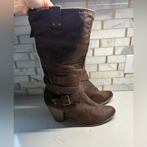 Y2K festival Brown Mid-Calf Heeled Boots 10